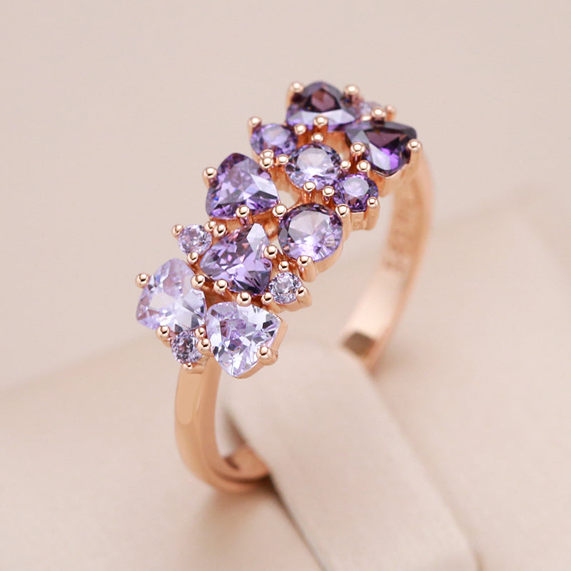 Freya | Ring in 18K rose gold plating with Amethysts